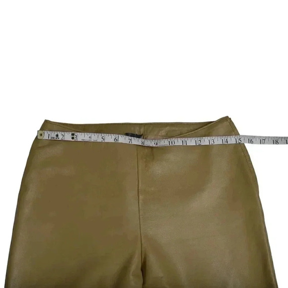 Danier 100%  Genuine Leather Pants High Rise Camel Tan Moto Size 8 - Picture 9 of 12